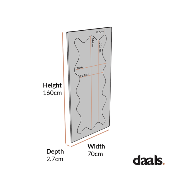 Destin Wave Mirror 160 x 70 cm, White Matte
