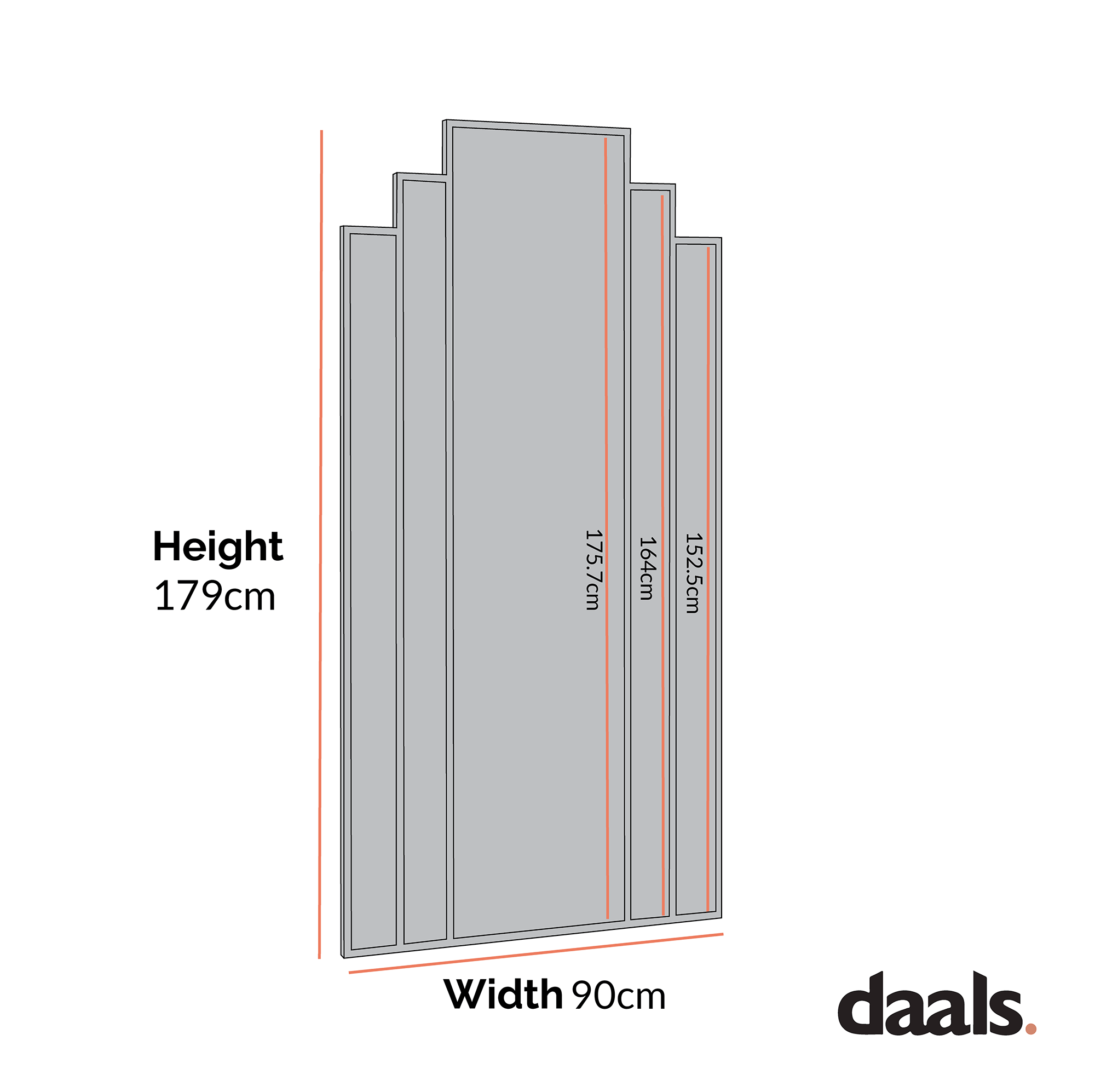 Sonia Black Metal Frame Art Deco Full Length Floor Mirror 179 x 90 cm