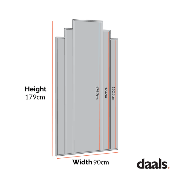 Sonia Black Metal Frame Art Deco Full Length Floor Mirror 179 x 90 cm