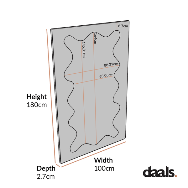 Destin Wave Mirror 180 x 100 cm, Taupe Gloss