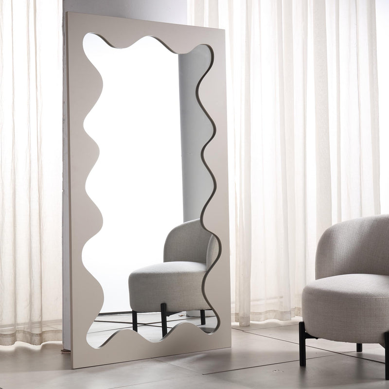 Destin Wave Mirror 180 x 100 cm, Taupe Gloss