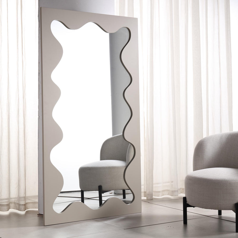 Destin Wave Mirror 180 x 100 cm, Taupe Gloss - daals