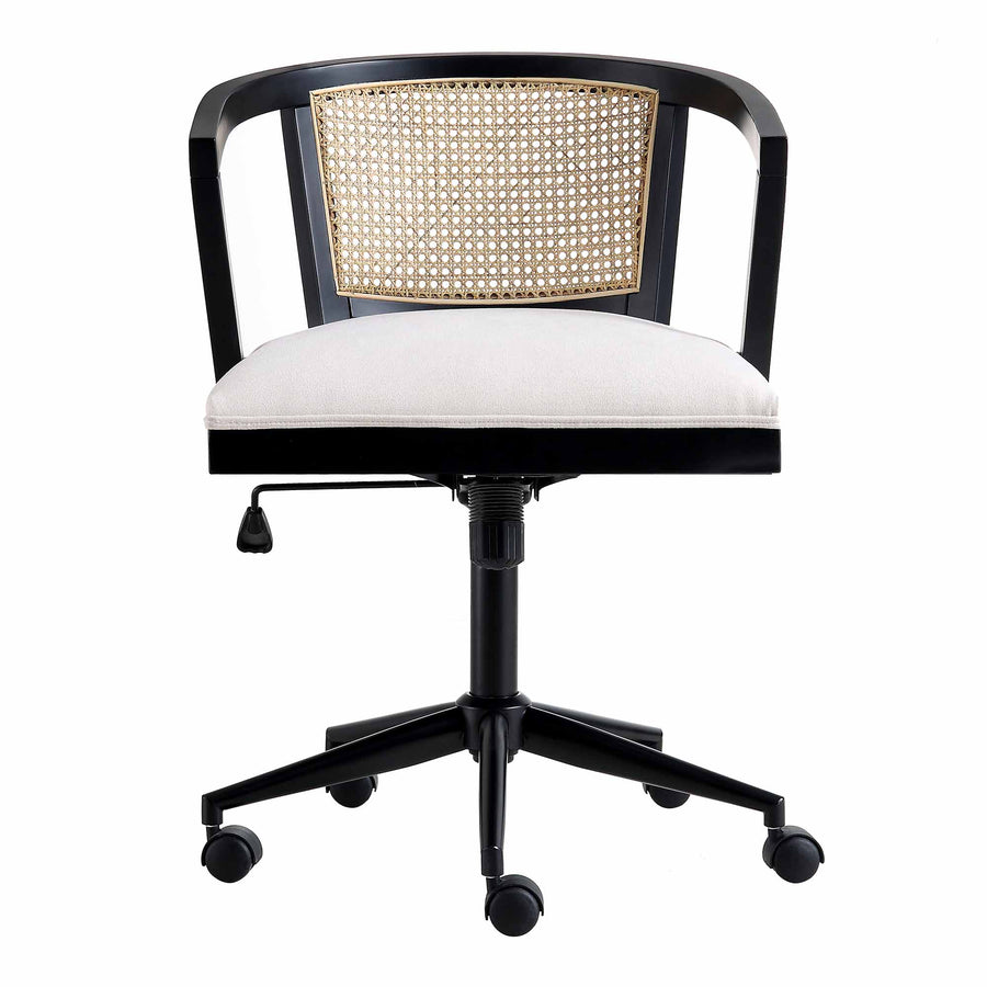 Lucia Natural Cane Swivel Desk Chair, Black