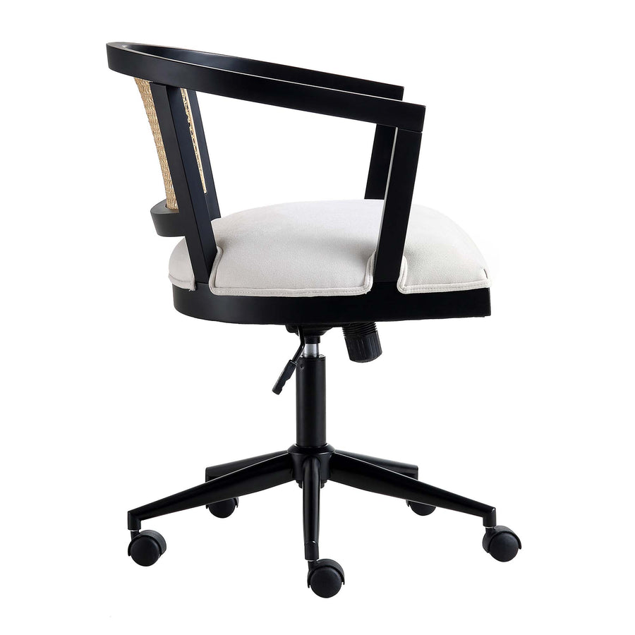 Lucia Natural Cane Swivel Desk Chair, Black