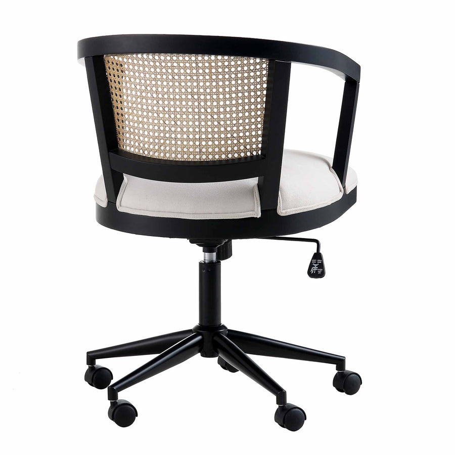 Lucia Natural Cane Swivel Desk Chair, Black