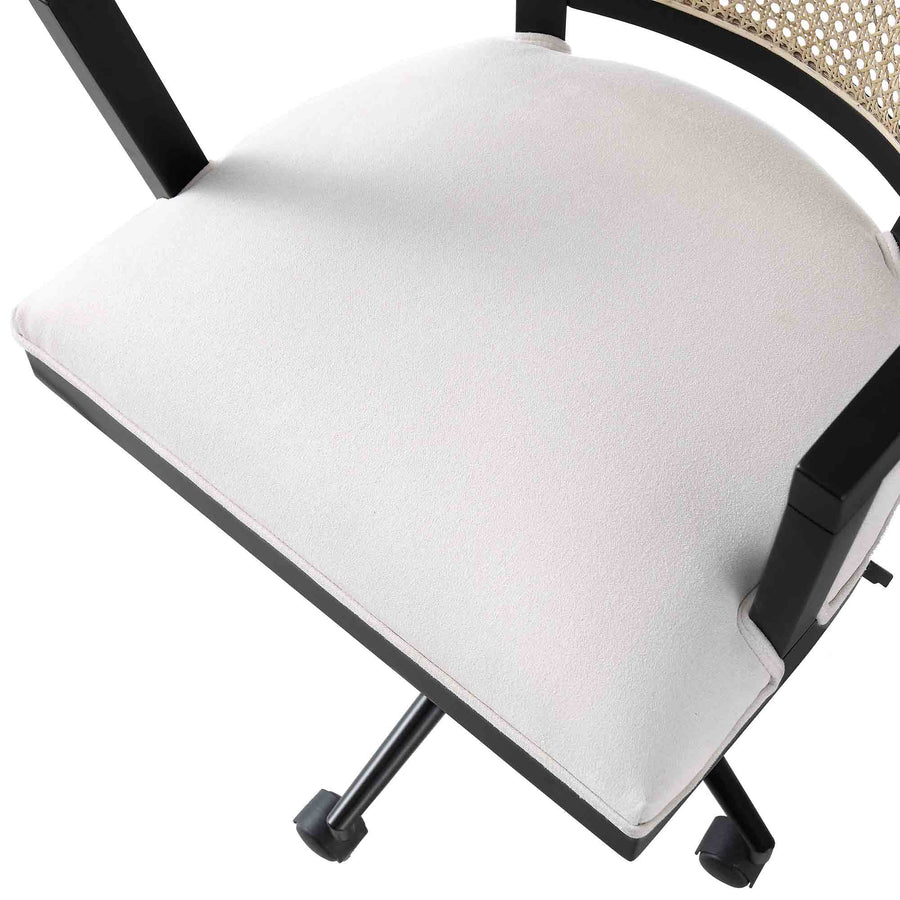 Lucia Natural Cane Swivel Desk Chair, Black