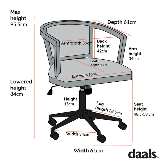 Lucia Natural Cane Swivel Desk Chair, Silver Oak