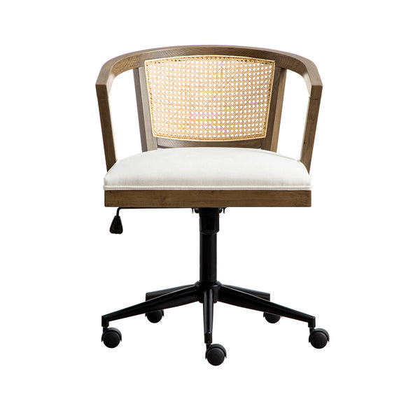 Lucia Natural Cane Swivel Desk Chair, Silver Oak
