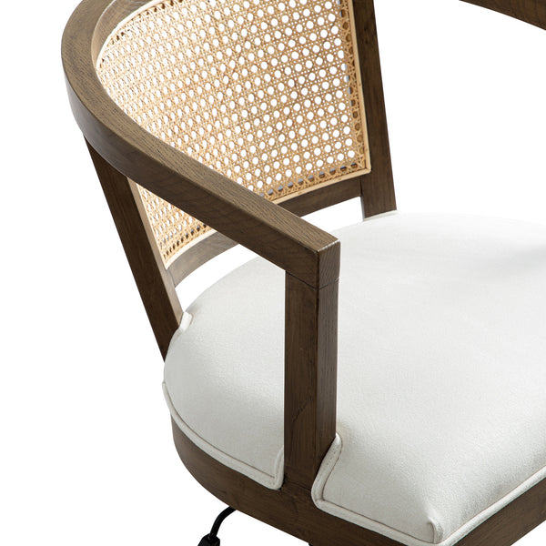 Lucia Natural Cane Swivel Desk Chair, Silver Oak