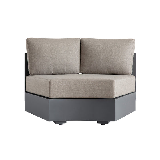 Jardin Aluminium Outdoor Modular 1-Piece Curved Sofa, Granite