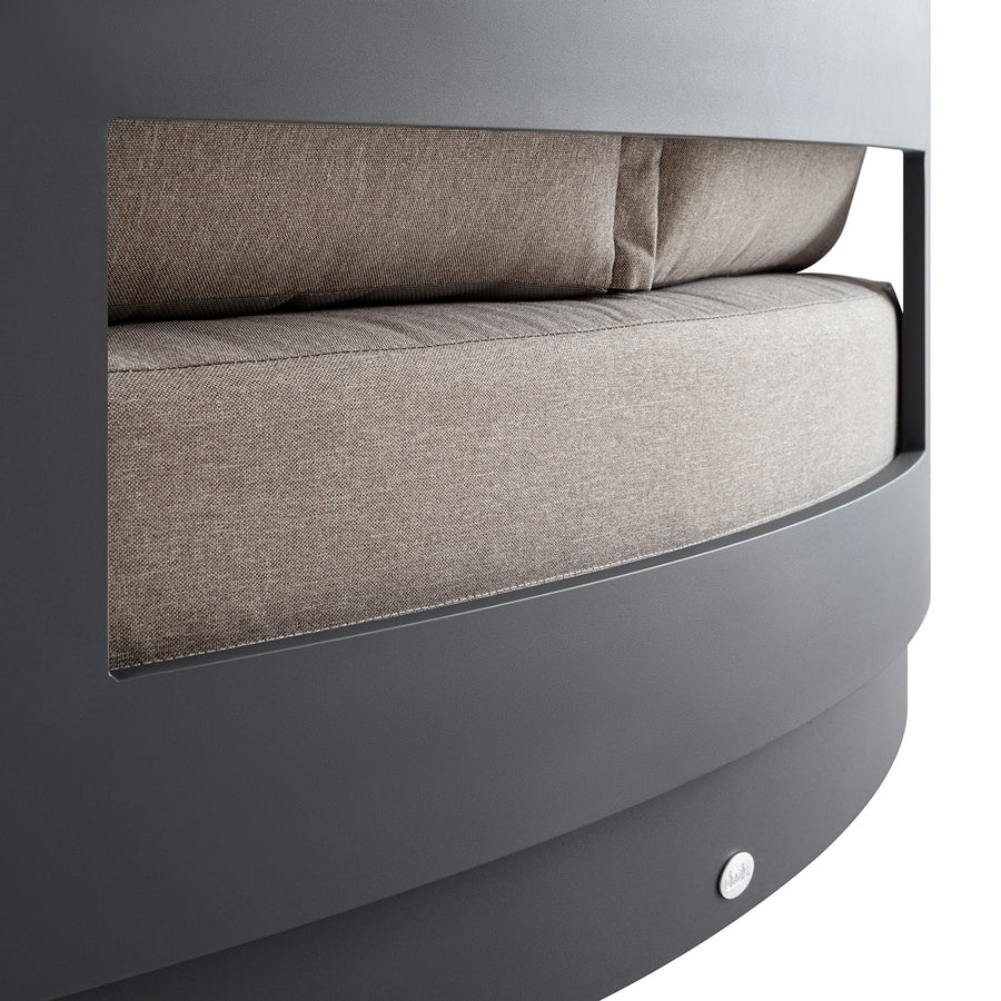 Jardin Aluminium Outdoor Modular 1-Piece Curved Sofa, Granite
