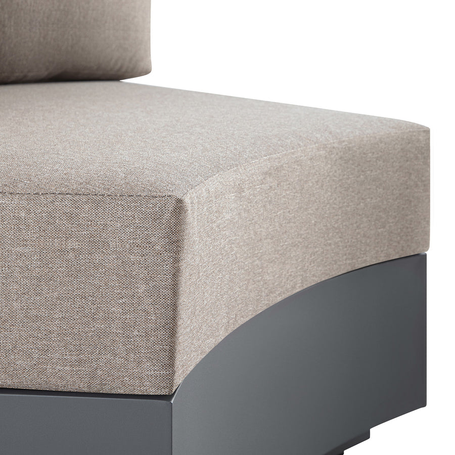 Jardin Aluminium Outdoor Modular 1-Piece Curved Sofa, Granite