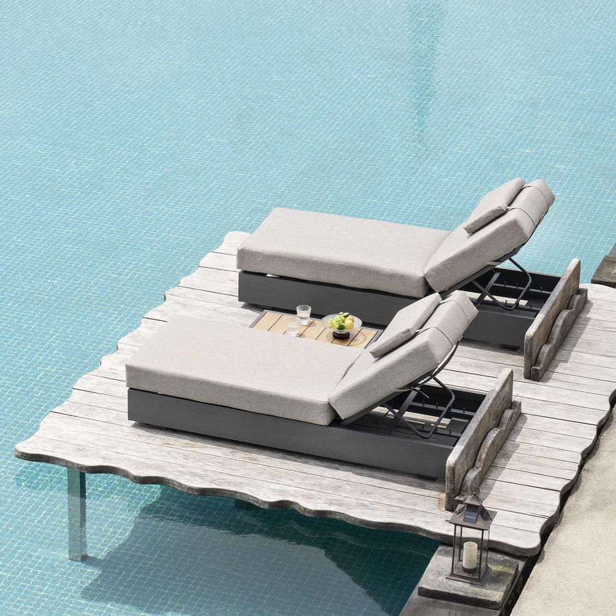 Jardin Aluminium Outdoor Sun Lounger Set, Granite