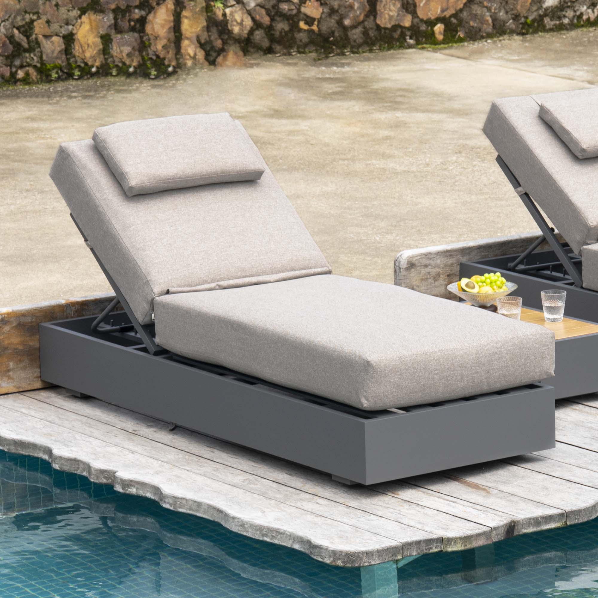 Jardin Aluminium Outdoor Sun Lounger, Granite daals