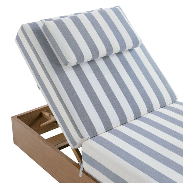 Jardin Aluminium Outdoor Sun Lounger Set, Natural with Blue Stripes