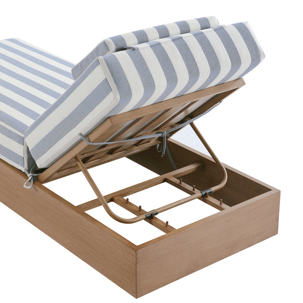 Jardin Aluminium Outdoor Sun Lounger Set, Natural with Blue Stripes