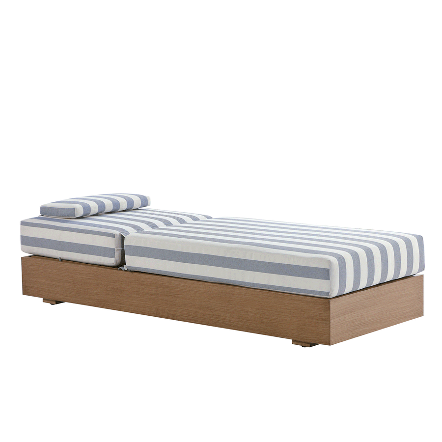 Jardin Aluminium Outdoor Sun Lounger, Natural with Blue Stripes