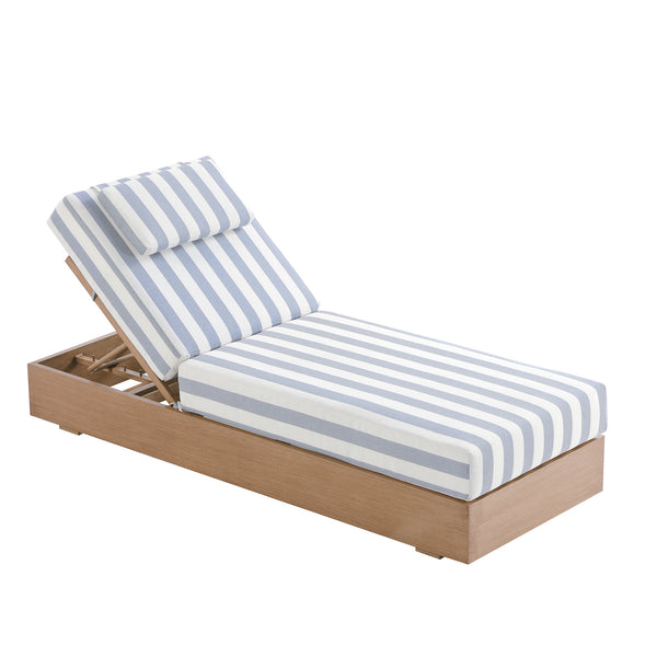 Jardin Aluminium Outdoor Sun Lounger, Natural with Blue Stripes
