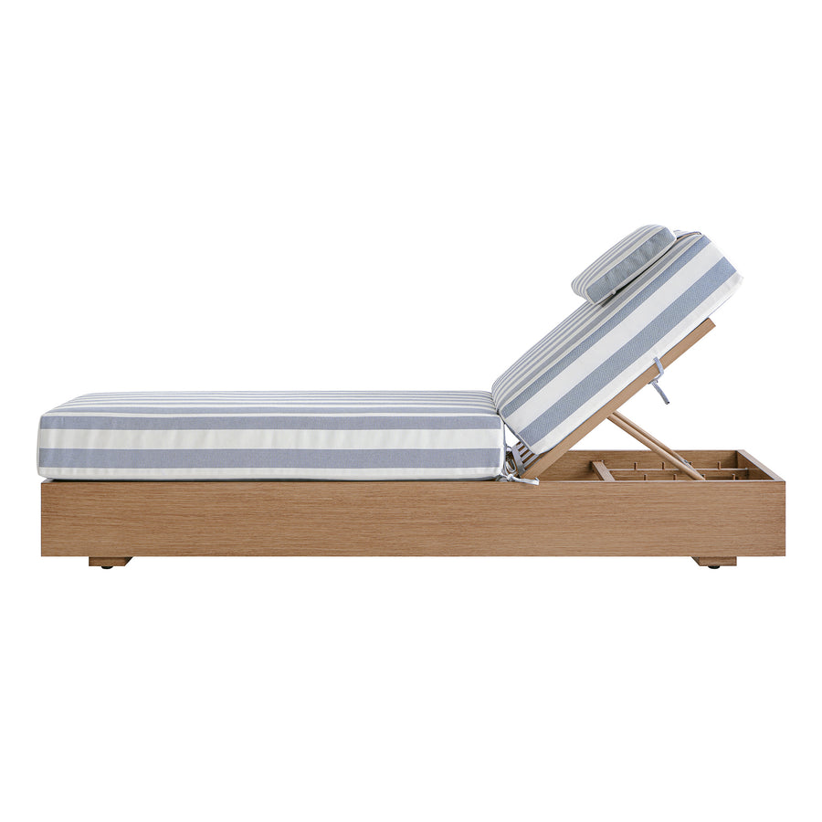 Jardin Aluminium Outdoor Sun Lounger, Natural with Blue Stripes