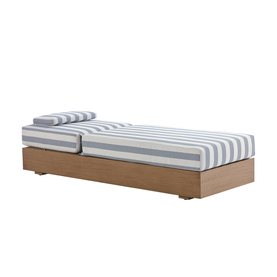 Jardin Aluminium Outdoor Sun Lounger, Natural with Blue Stripes