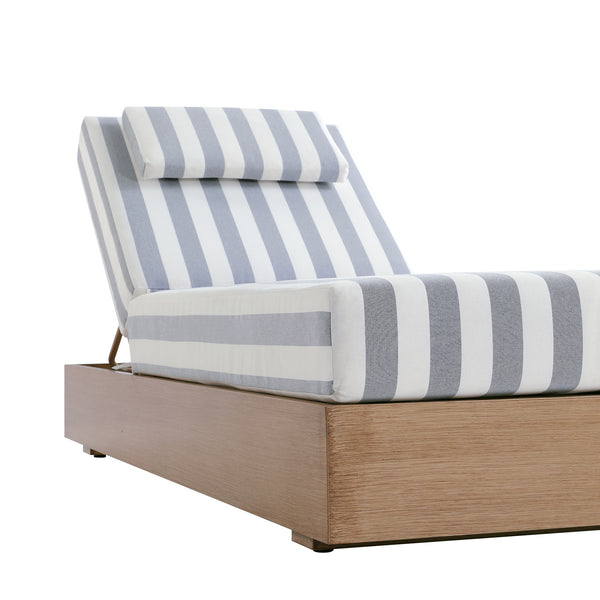 Jardin Aluminium Outdoor Sun Lounger, Natural with Blue Stripes