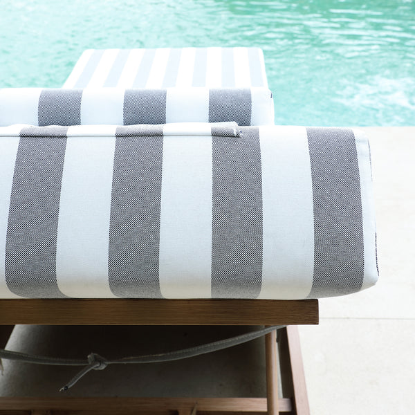 Jardin Aluminium Outdoor Sun Lounger, Natural with Blue Stripes