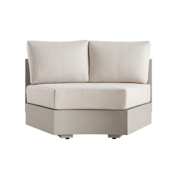 Jardin Aluminium Outdoor Modular 1-Piece Curved Sofa, Pumice