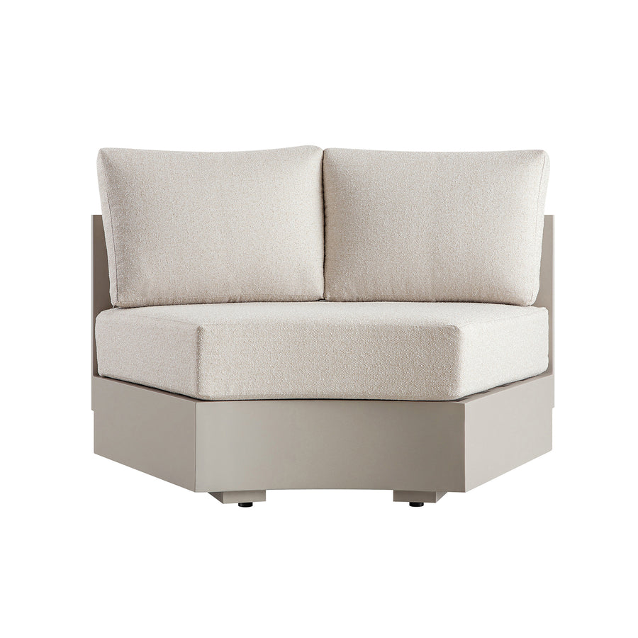 Jardin Aluminium Outdoor Modular 1-Piece Curved Sofa, Pumice