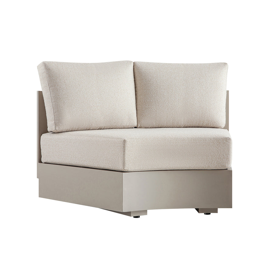 Jardin Aluminium Outdoor Modular 1-Piece Curved Sofa, Pumice
