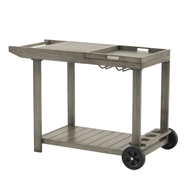 Montrose Aluminium Outdoor Bar Cart, Brushed Silver Oak