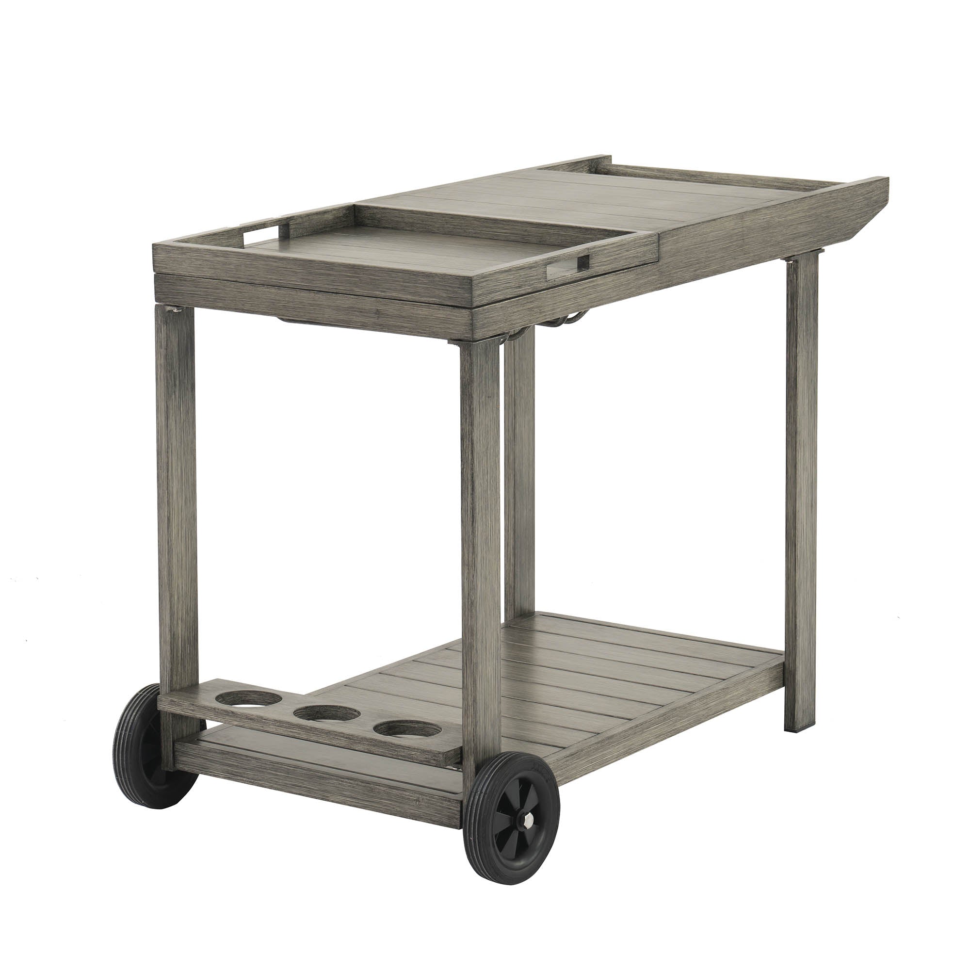 Montrose Aluminium Outdoor Bar Cart, Brushed Silver Oak
