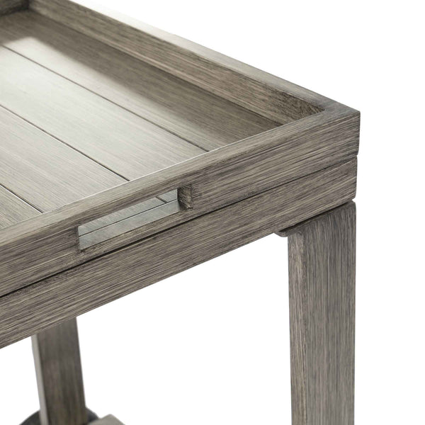 Montrose Aluminium Outdoor Bar Cart, Brushed Silver Oak