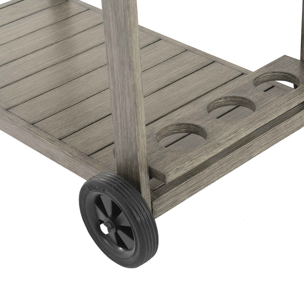 Montrose Aluminium Outdoor Bar Cart, Brushed Silver Oak