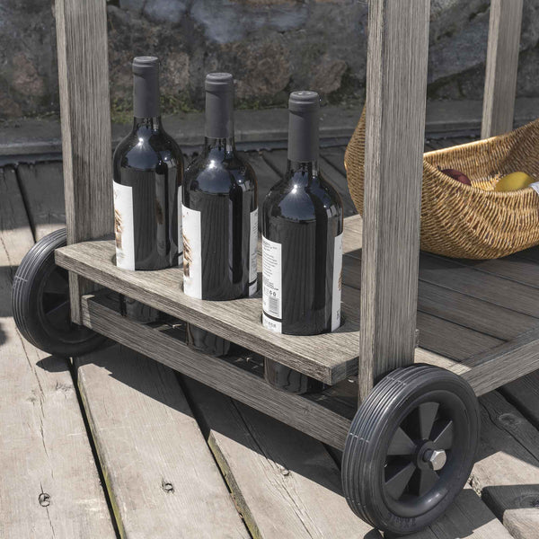 Montrose Aluminium Outdoor Bar Cart, Brushed Silver Oak