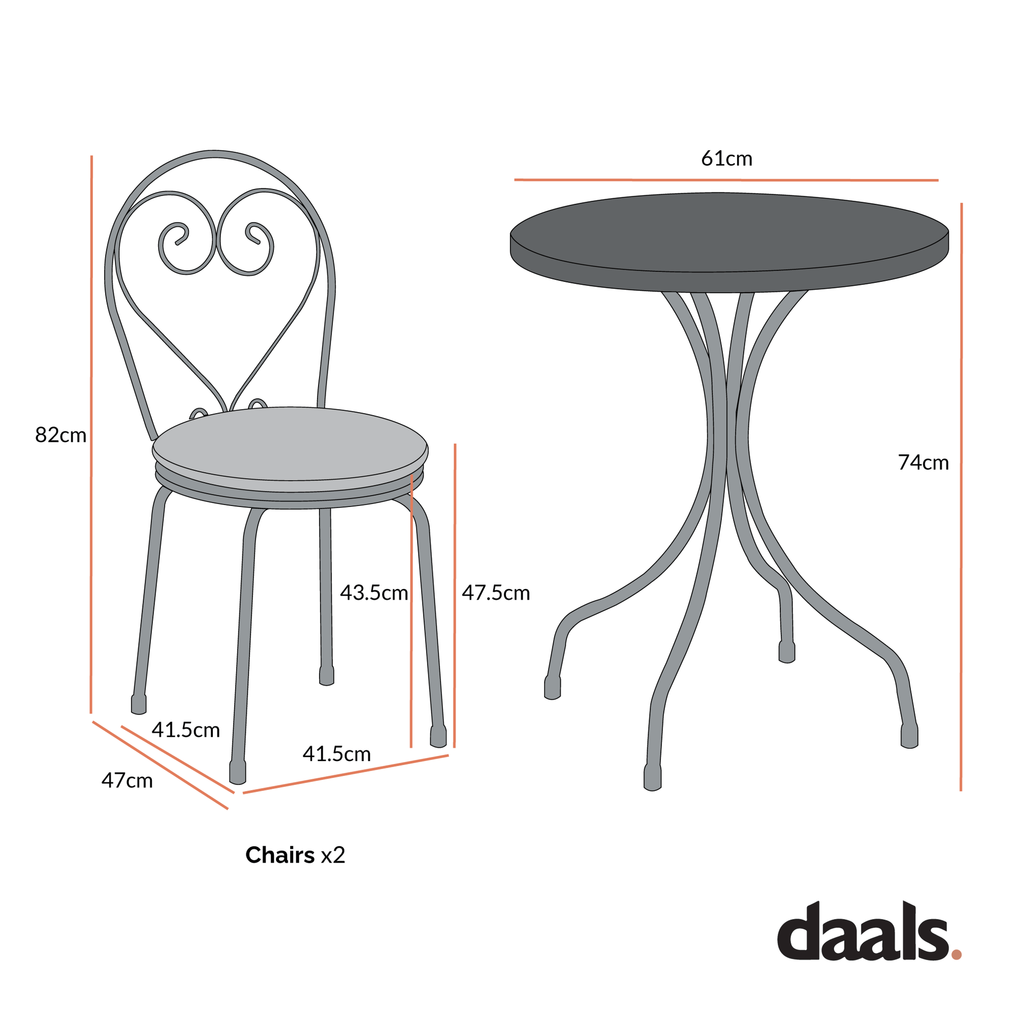 Haymes Metal Indoor and Outdoor Bistro Set