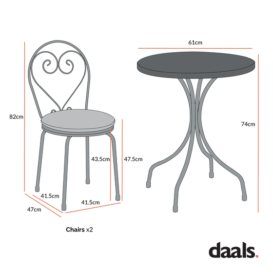 Haymes Metal Indoor and Outdoor Bistro Set, Beige