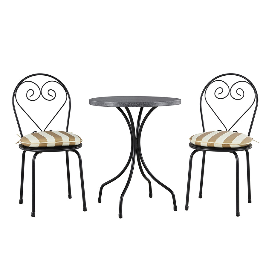 Haymes Metal Indoor and Outdoor Bistro Set, Khaki Stripe