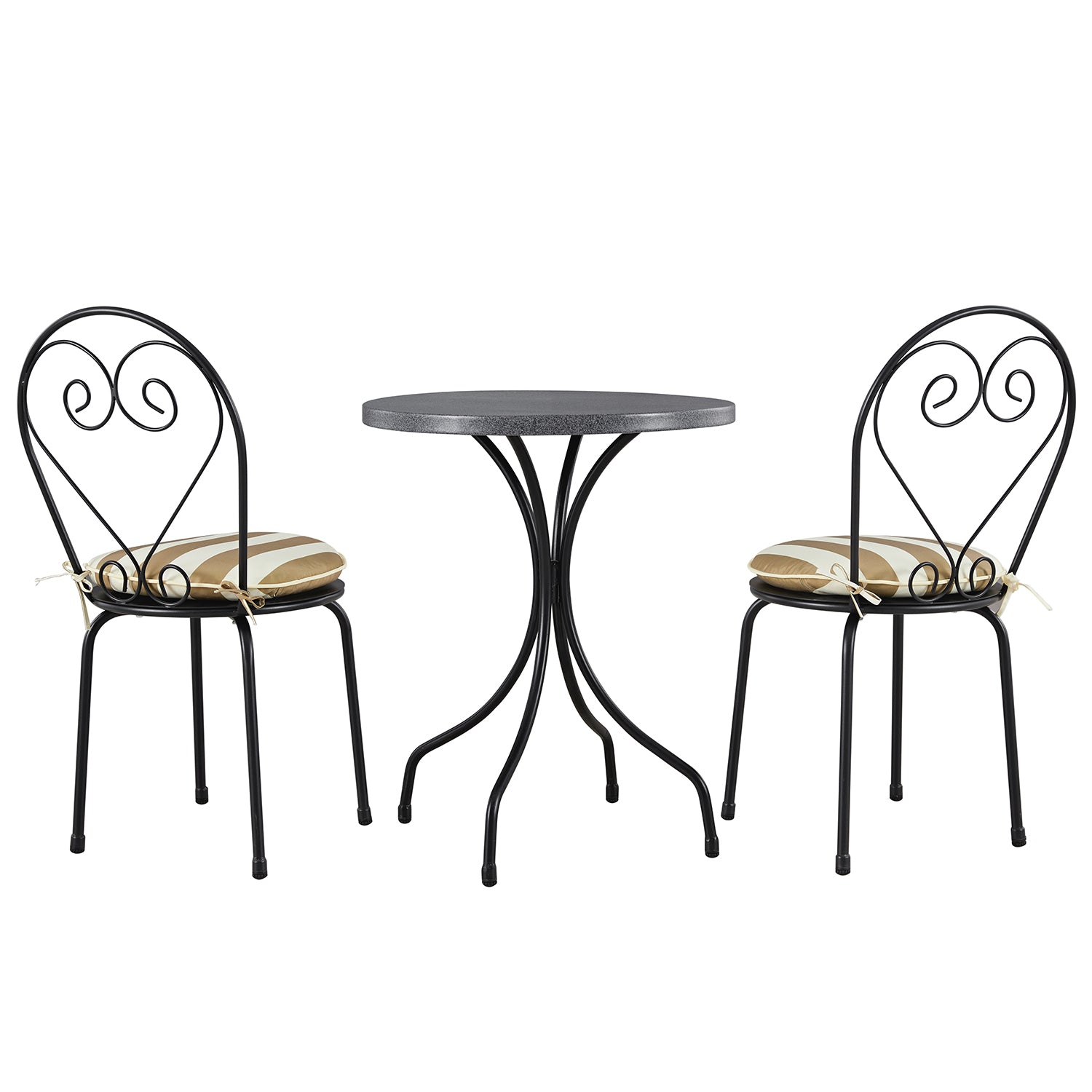 Haymes Metal Indoor and Outdoor Bistro Set, Khaki Stripe