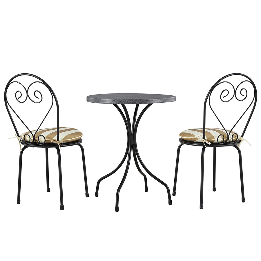 Haymes Metal Indoor and Outdoor Bistro Set, Khaki Stripe