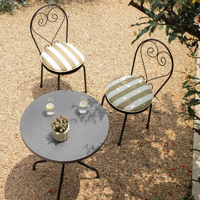 Haymes Metal Indoor and Outdoor Bistro Set, Khaki Stripe
