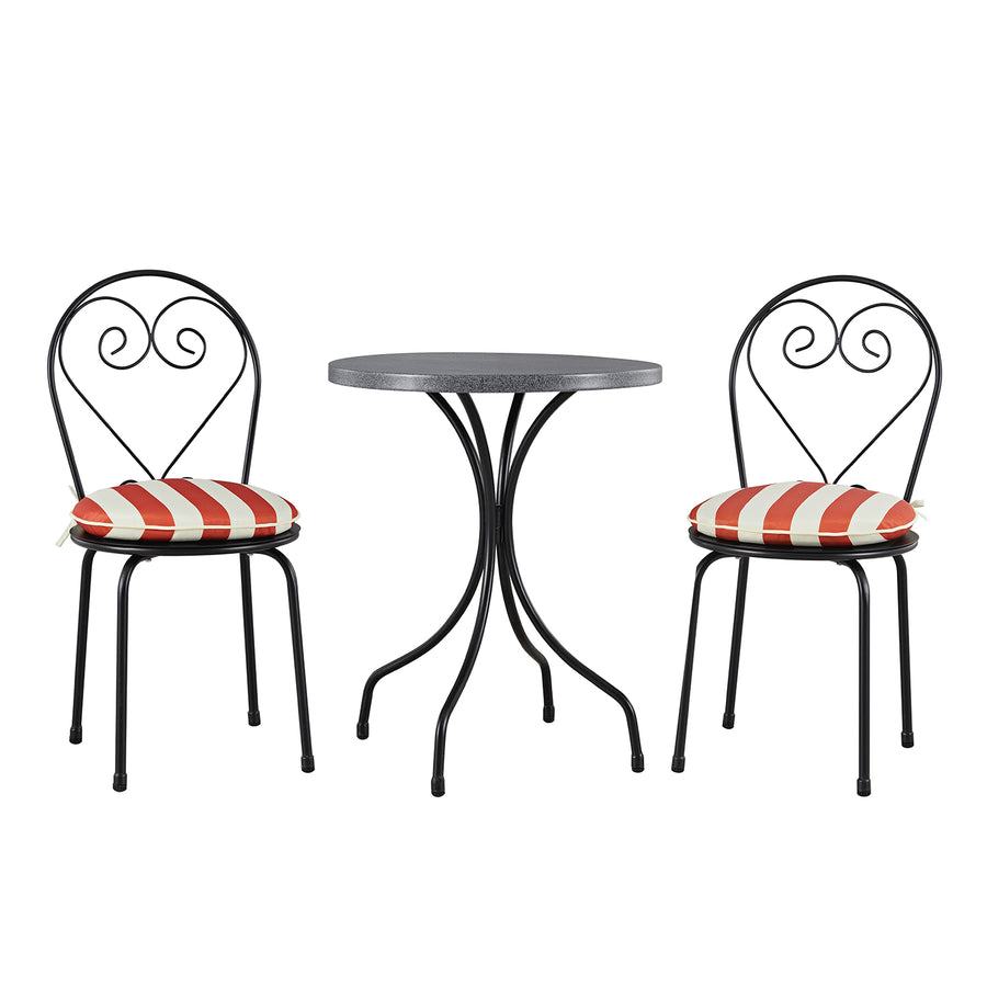 Haymes Metal Indoor and Outdoor Bistro Set, Scarlet Stripe - daals