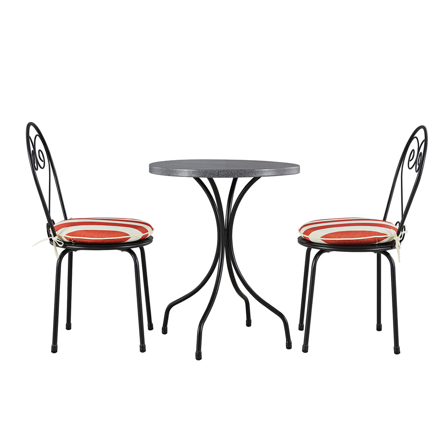 Haymes Metal Indoor and Outdoor Bistro Set, Scarlet Stripe - daals
