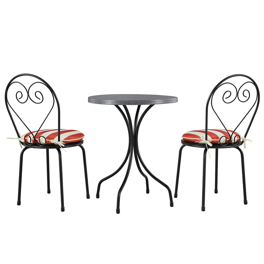 Haymes Metal Indoor and Outdoor Bistro Set, Scarlet Stripe - daals