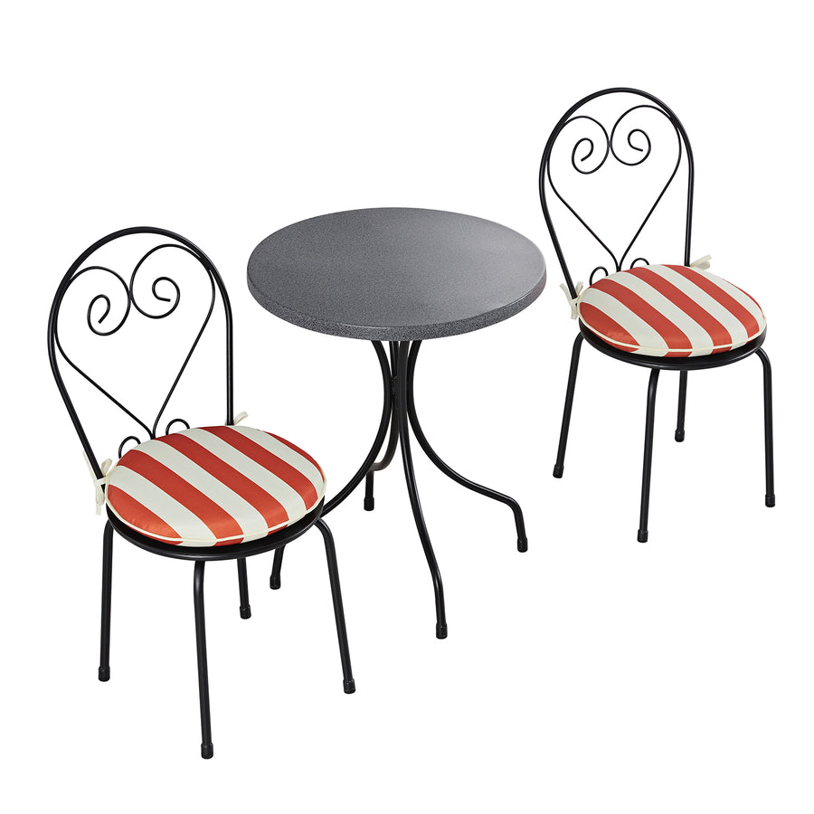 Haymes Metal Indoor and Outdoor Bistro Set, Scarlet Stripe - daals