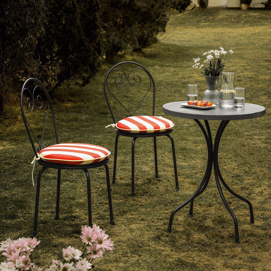 Haymes Metal Indoor and Outdoor Bistro Set, Scarlet Stripe - daals