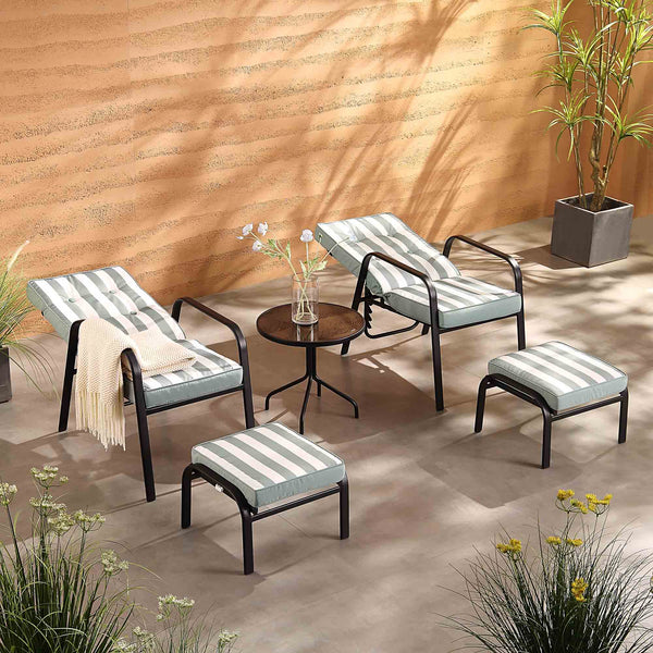 Champneys 2-Seater Steel and Fabric Outdoor Reclining Bistro Set with Stool, Sage Green