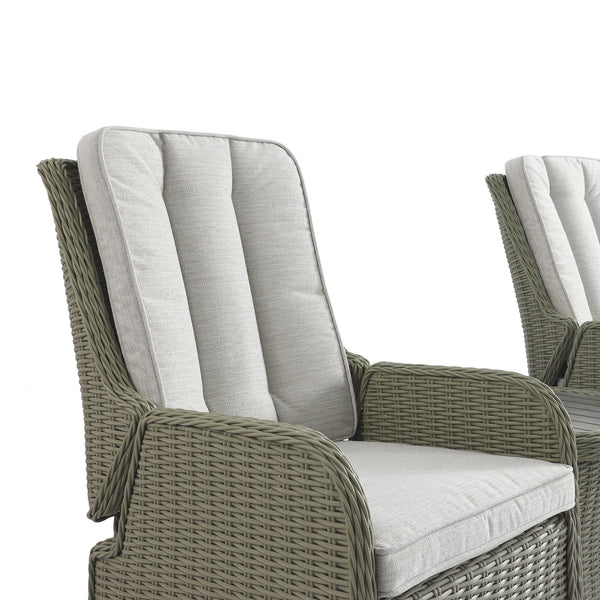 Hampshire 2-Seater Round Wicker Reclining Bistro Set with Stools, Desert Sage