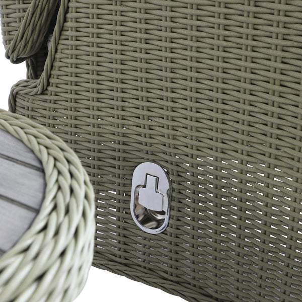 Hampshire 2-Seater Round Wicker Reclining Bistro Set with Stools, Desert Sage