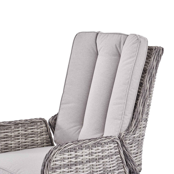 Hampshire 2-Seater Round Wicker Reclining Bistro Set with Stools, Light Grey