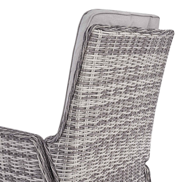 Hampshire 2-Seater Round Wicker Reclining Bistro Set with Stools, Light Grey